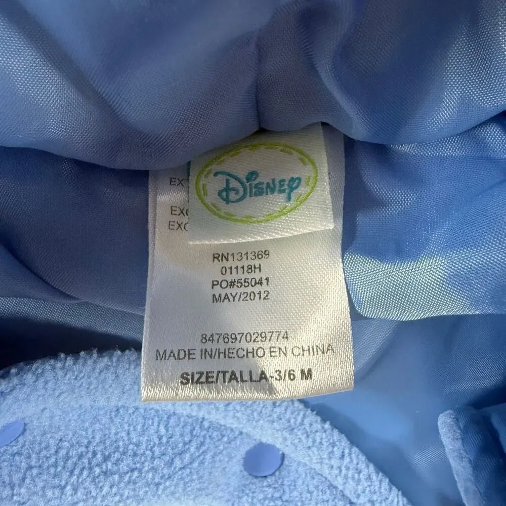 Disney Pooh Bear Blue Fleece Winter Coverall With Snaps - Infant US 3-6 Months